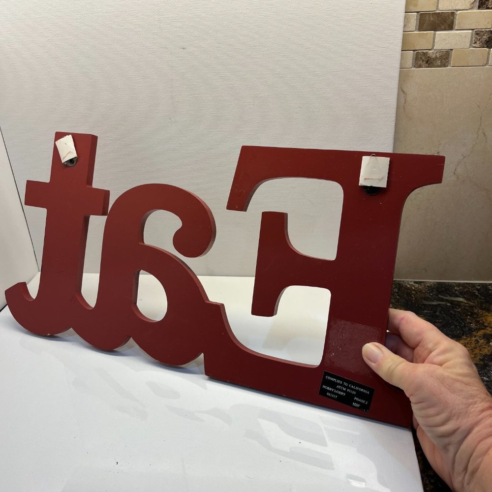 NWOT Hobby Lobby Home Decor EAT red wooden sign with hanging hardware, 16L x 8T - Picture 9 of 9
